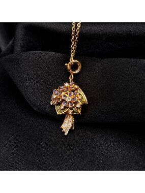 Vintage Nolan Miller Gold-Tone Floral Bouquet Pendant Necklace